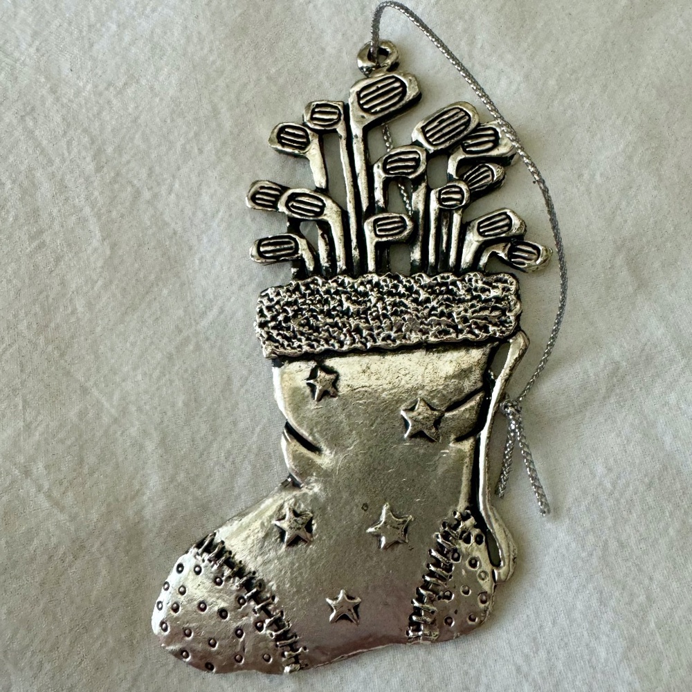 Christmas Ornament - Stocking Filled with Gold Clubs